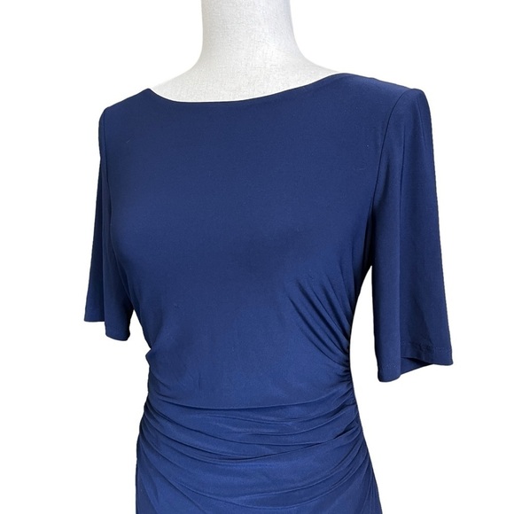Vince Camuto 1/2 Sleeve Ruched Waist Knee Length Dress. Navy Size 6 #1356 - Picture 2 of 7